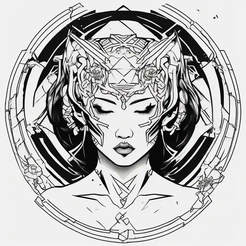 A minimalist tattoo that represents a shattered and betrayed gemini woman who fought hard throughout this year. With colors – Japonés, Blanco y negro
